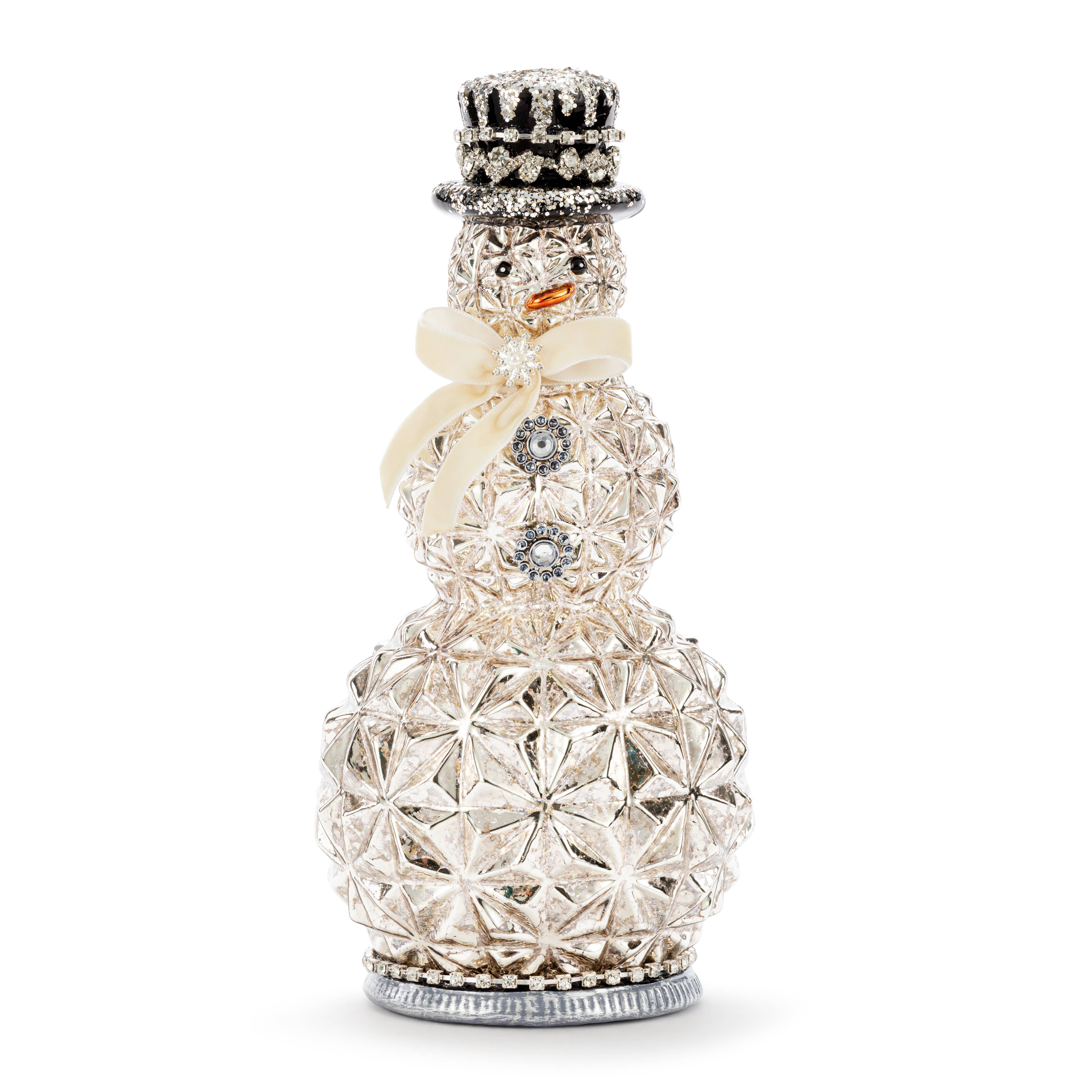 DEMDACO - Wholesale Christmas Decoration - Mercury Glass Sparkle Lit Snowman Figure - 6x11in0