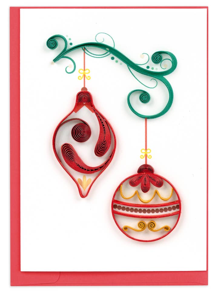 Red & Gold Ornaments Gift Enclosure Mini Card for wholesale by Quilling Card
