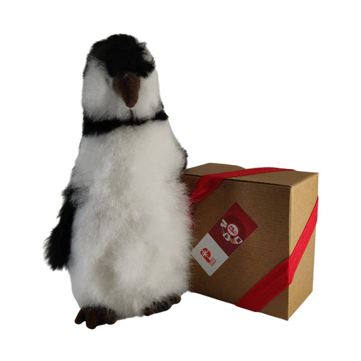 100% BABY ALPACA FUR FRIENDLY PENGUIN HANDMADE (10 INCH) for wholesale by Evelyn Brooks