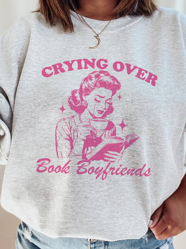 CRYING OVER BOOK BOYFRIENDS CREWNECK SWEATSHIRT for wholesale by LOLA MAGNOLIA