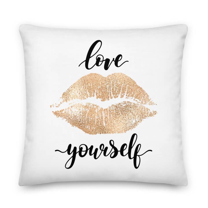 LOVE YOURSELF - (2) 22" x 22" Dbl. Sided Print Pillows for wholesale by MODERN ART LAS VEGAS