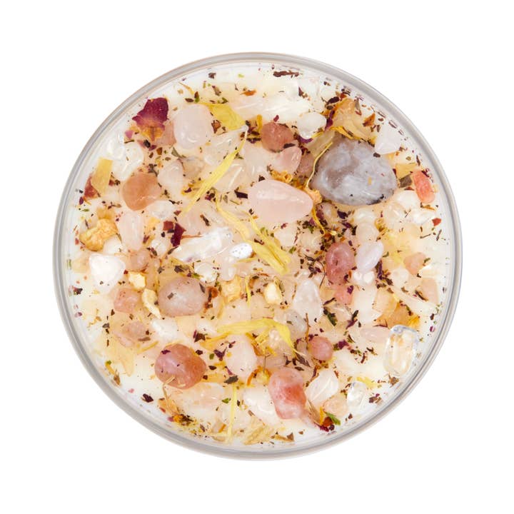 New Moon Beginnings - Wholesale Jar/Filled Candle - Good Vibes Only Candle - Herb, Flower, & Crystal Candles8