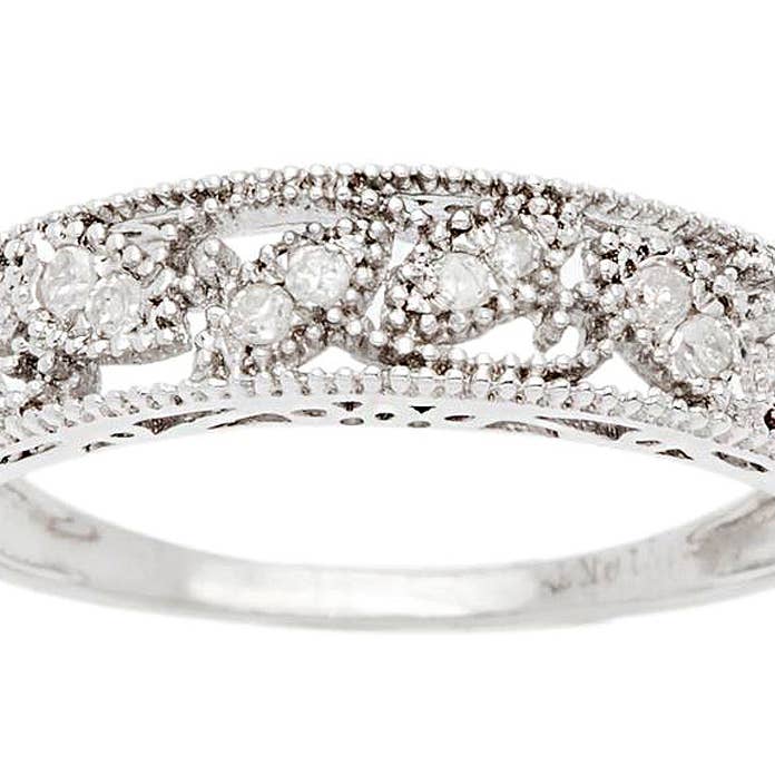 10k White Gold 1/8ct Vintage Style Diamond Band for wholesale by Luxurie Inc