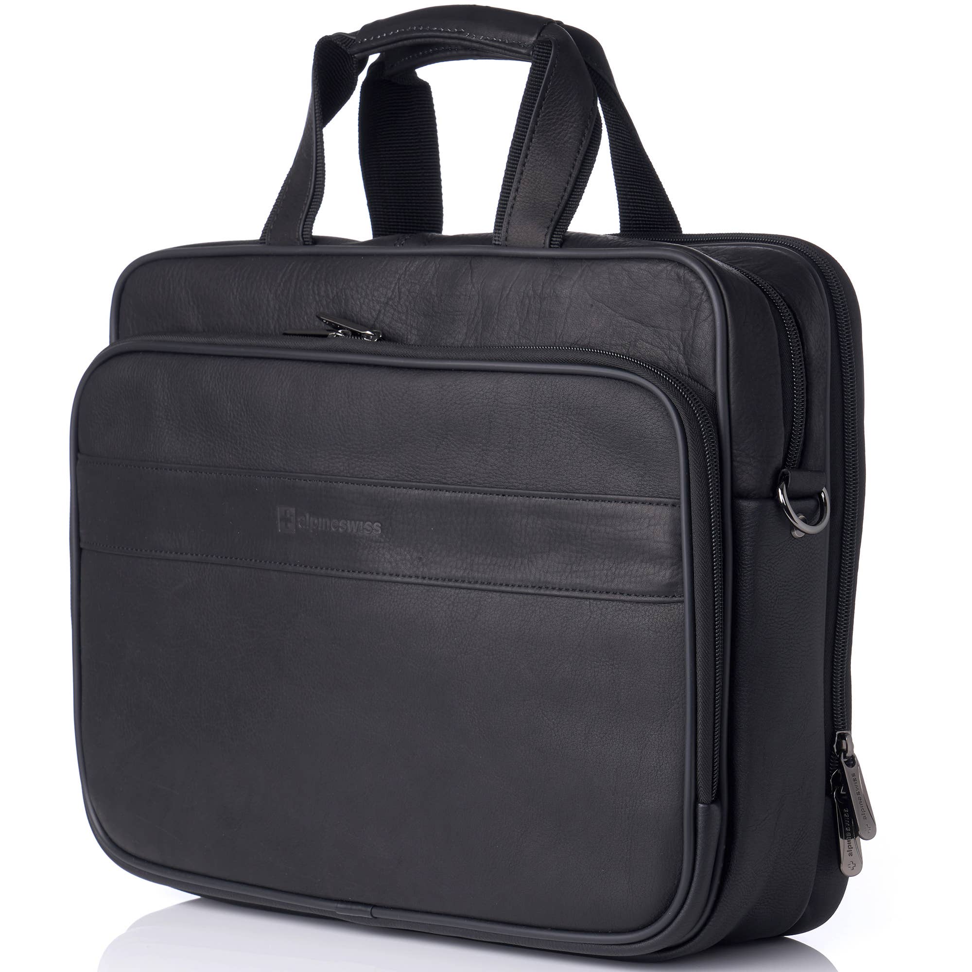 Alpine Swiss - Wholesale Briefcase - Unisex - Messenger Bag Leather 15.6 Laptop Briefcase Portfolio Busine2
