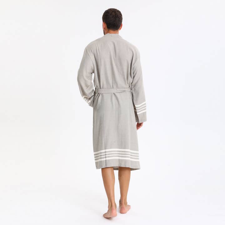 Peignoir Azra en coton beige pour homme pour la vente par PESHCE