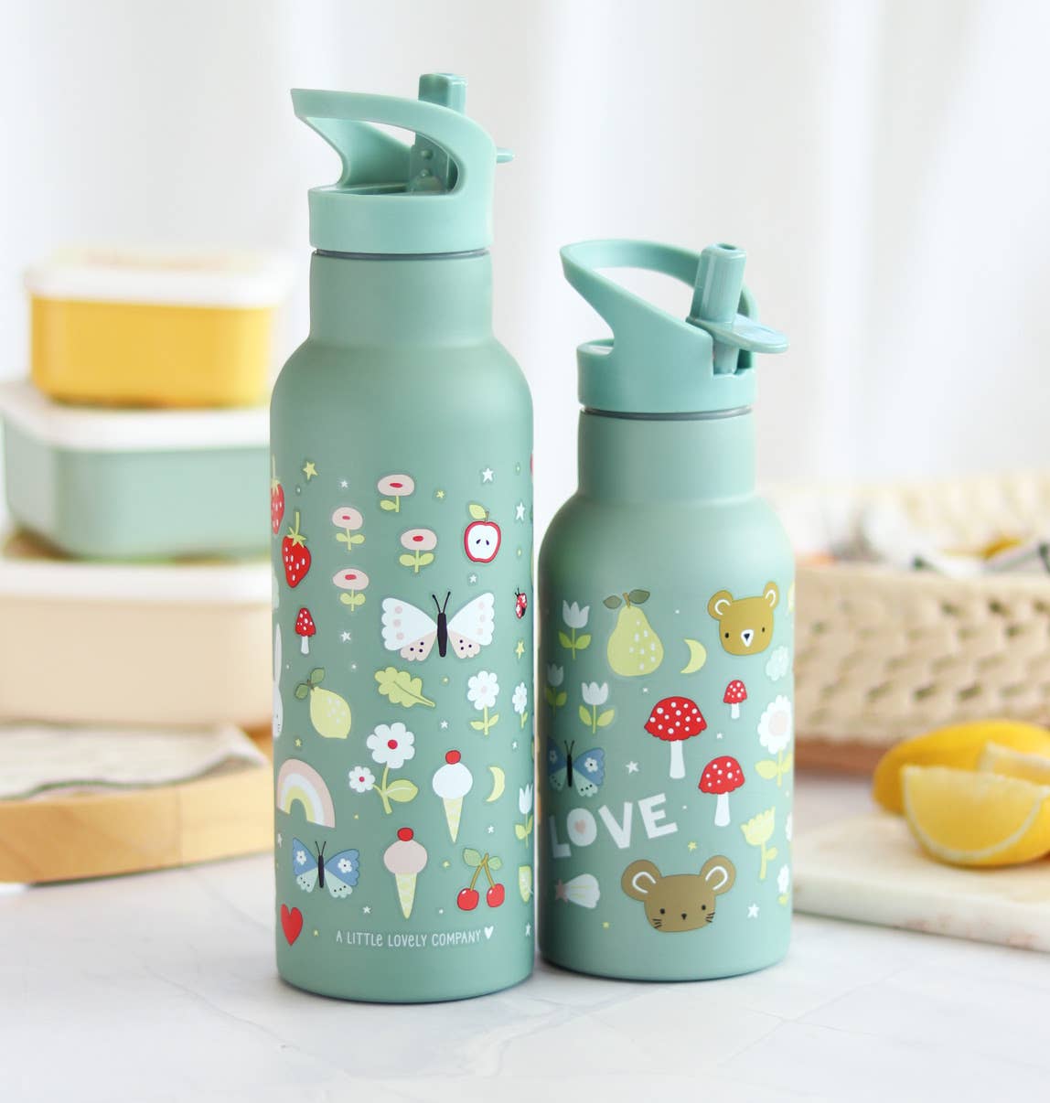 A Little Lovely Company - Wholesale Water Bottle - XL stainless steel drink/water bottle: Joy4