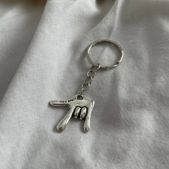 Roshni Desai & Things – Großhandel Schlüsselanhänger – Damen – Ich liebe dich Zeichensprache Schlüsselring ASL Keyring Ich liebe dich Keyc3