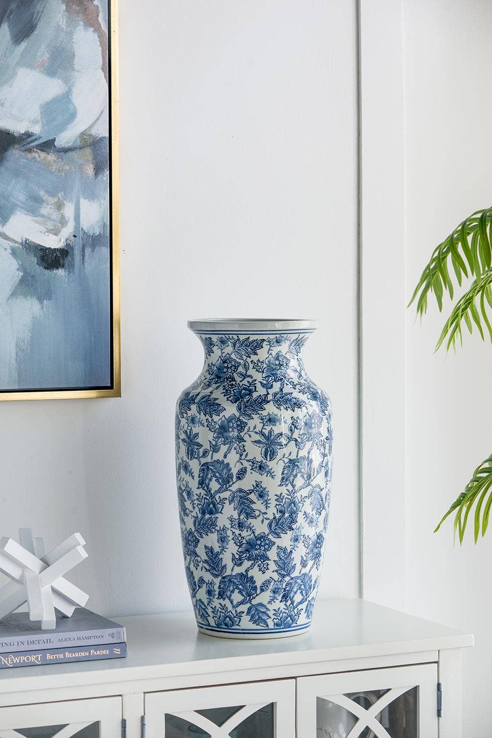 A&B Home Group Inc. - Wholesale Vase - D12x24" Porcelain Vase - White/Blue0