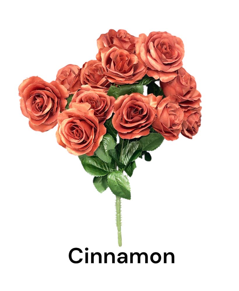 Thompson Wholesale - Wholesale Artificial Flowers - Color Fast Lillian Open Rose Bush (30 PK)10