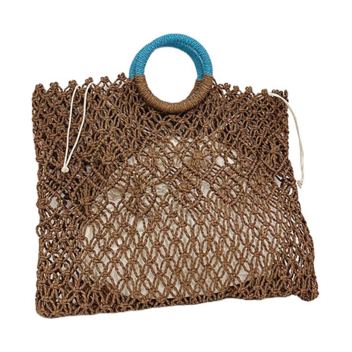 Saco de Praia em Fibra de Papel Rendado Castanho Escuro S5P275 por atacado de alberalkirk