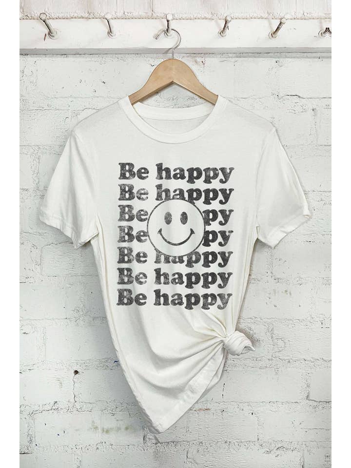 Rustee Clothing - Wholesale Screen Printed T-Shirt - Women's - BE HAPPY3