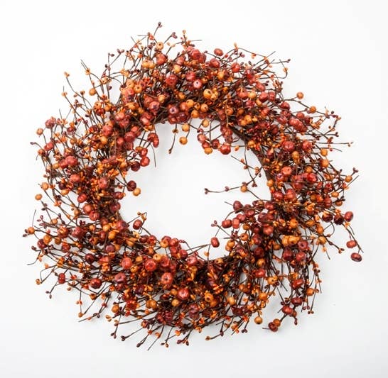 KMI International Corp. – wholesale Wreath – Mini Pumpkin & Rice Berry Wreath – 10" Rim, Fall Decor0