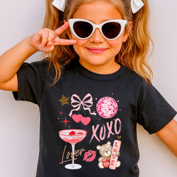 YOUTH Preppy Valentines Coquette Tee Kids for wholesale by Gia Gifts Boutique