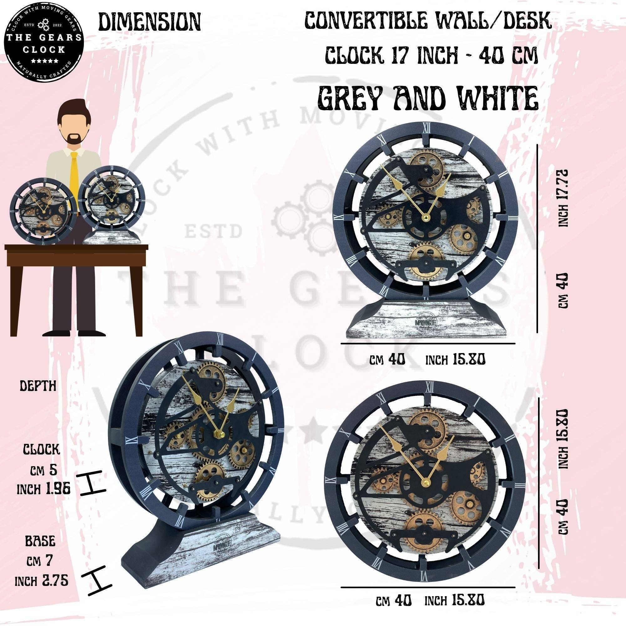 The Gears Clock - Wholesale Wall Clock - CANADA LINE WALL-DESK CLOCK 16 INCH GREY&WHITE12