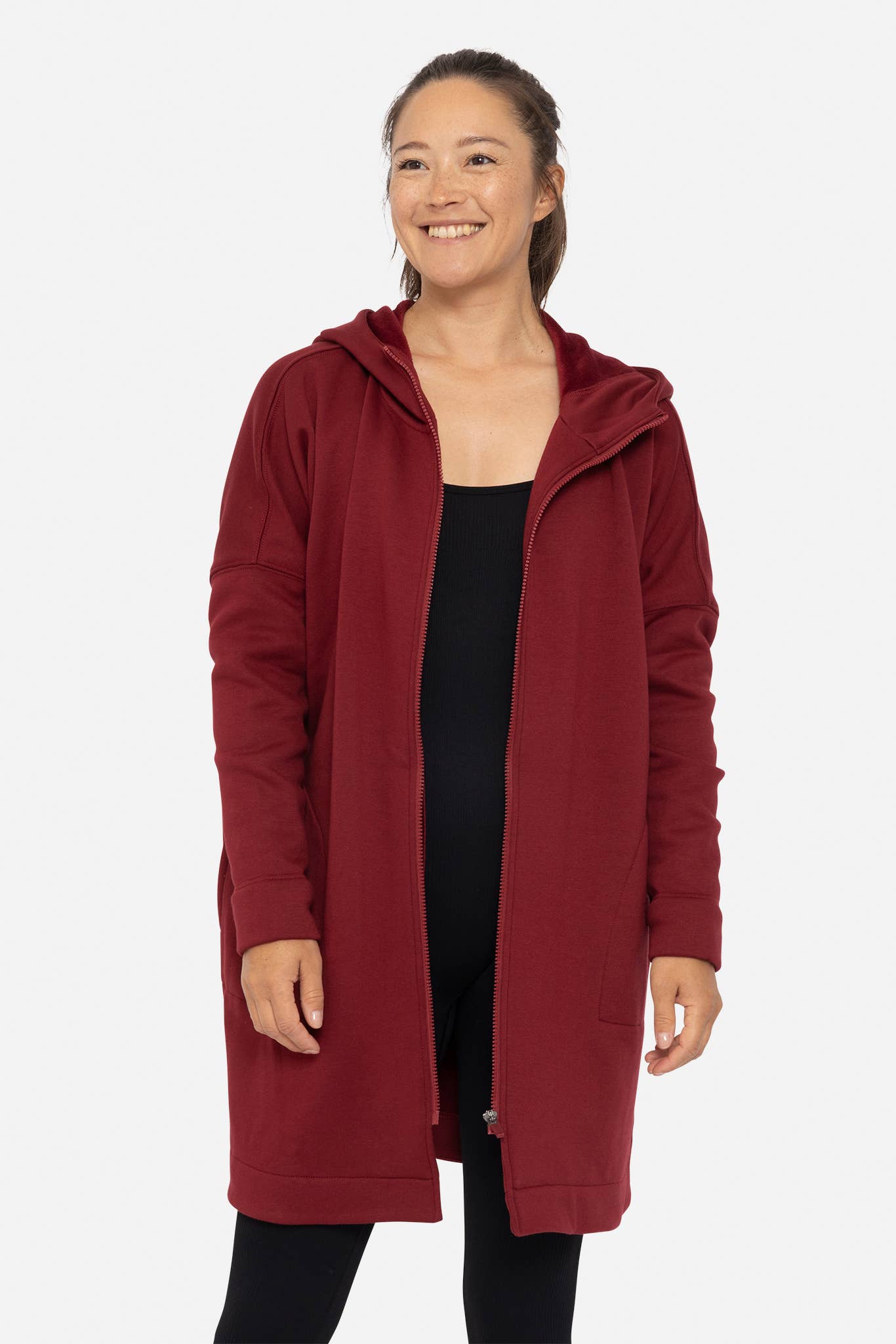 Mono B - Wholesale Jacket - Women's - Longline Zip-Up Jacket with Hood13