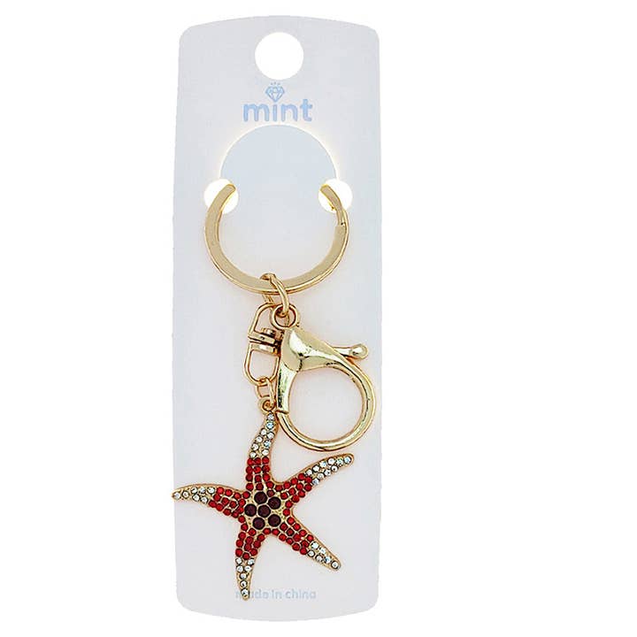 Rhinestone Starfish Keychain for wholesale by Atlas Fashion