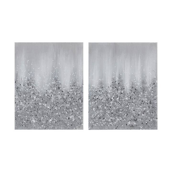 Olliix - Wholesale Gallery Wall Set - Hand Embellished Stones Abstract Silver Glitter Wall Art1