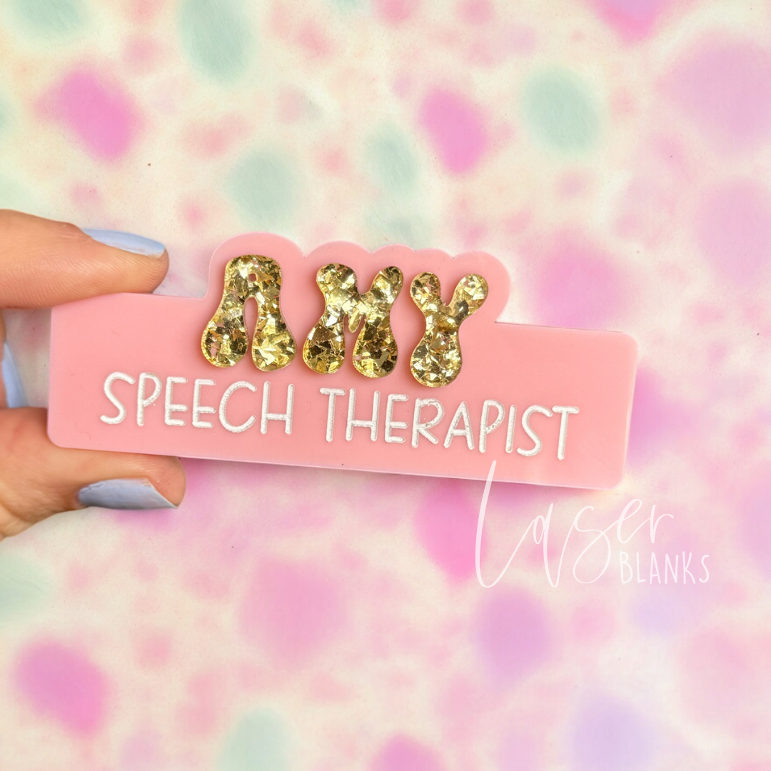 Laser Blanks - Wholesale Lapel pin/button - Personalised Occupation Badges | Nurse + Teacher Badges | Retro Style Font0