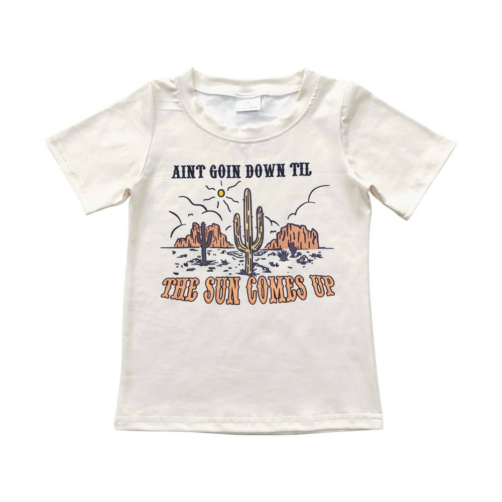 Aier Wholesale - Vente T-shirt sérigraphié – enfant - Chemises et hauts Cactus Mountain Sun Western2