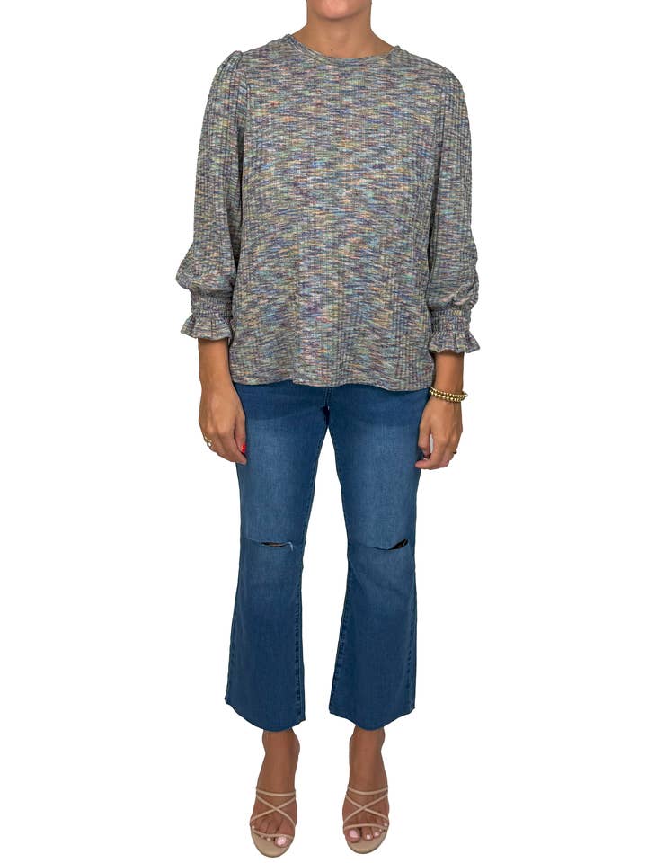 ST81JM152-M - - Milano Rib Knit Long Sleeve Elastic Bottom Top A3649 for wholesale by K & C Clothing, Inc.