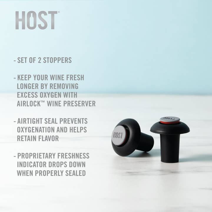 HOST - Wholesale Wine Stopper - AirLOCKâ„¢ Vaccuum Pump Extra Wine Stoppers - Set of 2
