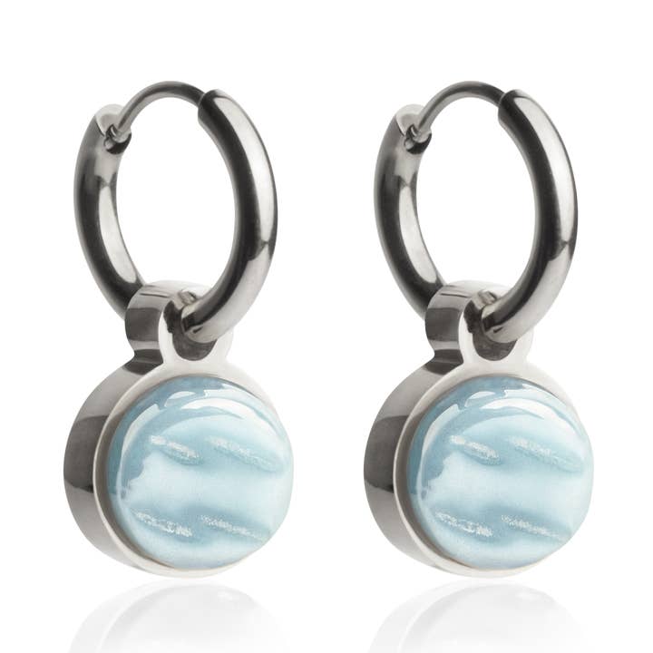Mix & Match hoop earrings with pendant • silver/sky blue • 12mm for wholesale by ALEXASCHA