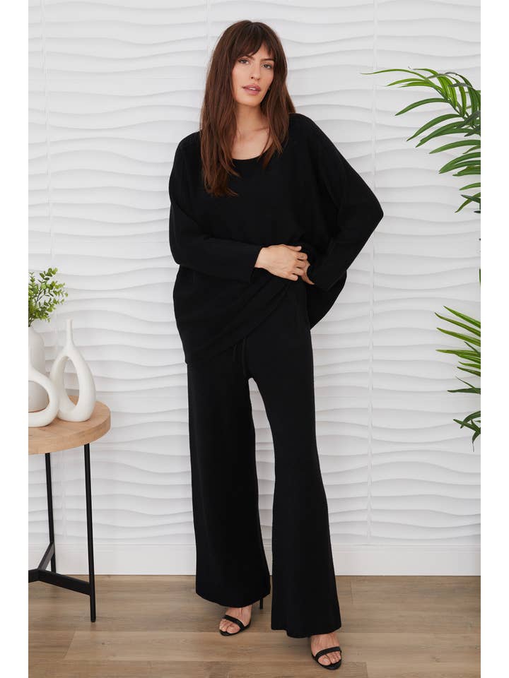 Negro PANTALÓN LIGERO DE PUNTO CON CORDÓN (330119/37736-NEGRO) de venta al por mayor en Faire3