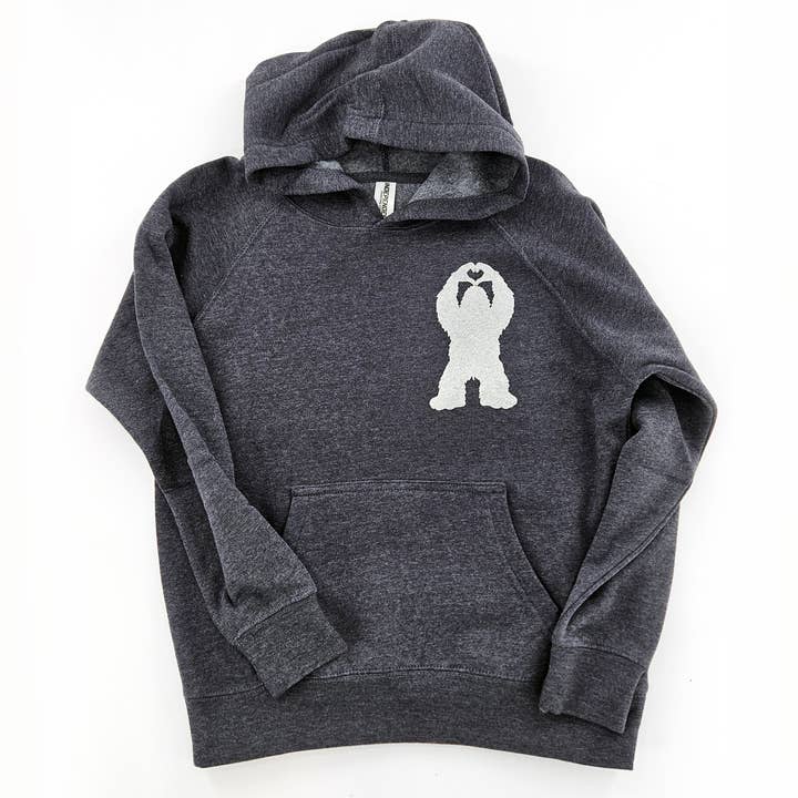 Bigfoot Heart Youth Hoodie for wholesale by Allegheny Outfitters