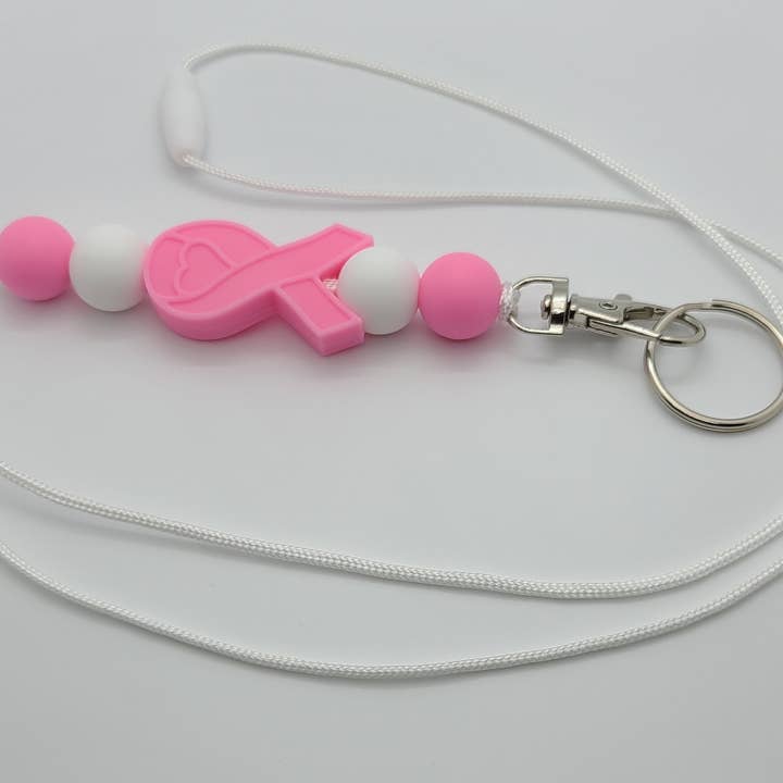 Kendra's Designs - Wholesale Lanyard - Women's - Pink Ribbon Cancer Awareness Lanyard | ID Badge Holder