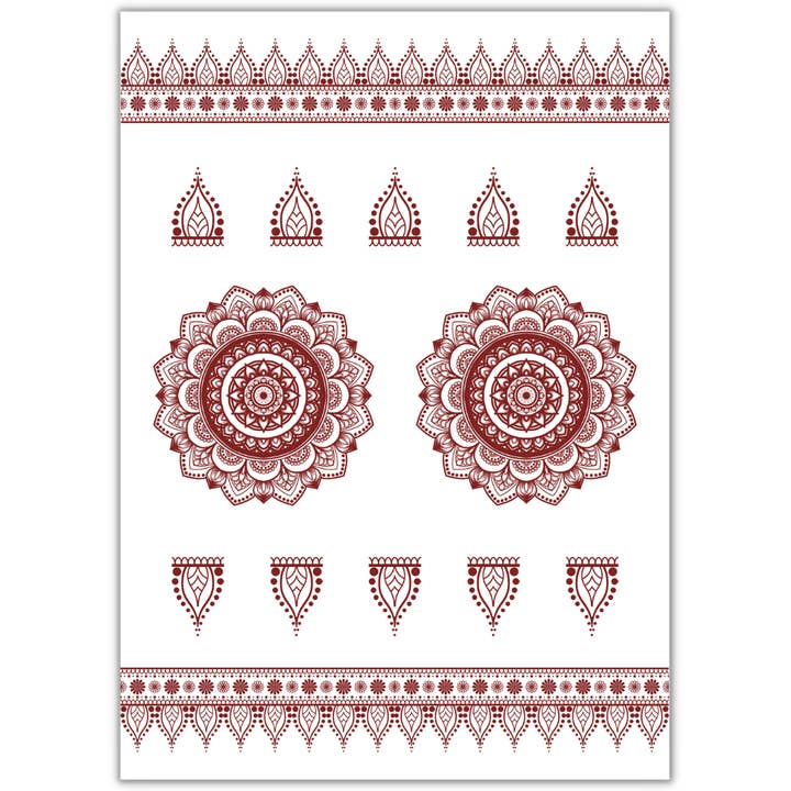 Feuille de tatouage Henna Mehndi - Paisley Mandala 2 pour la vente par Peacock Supplies