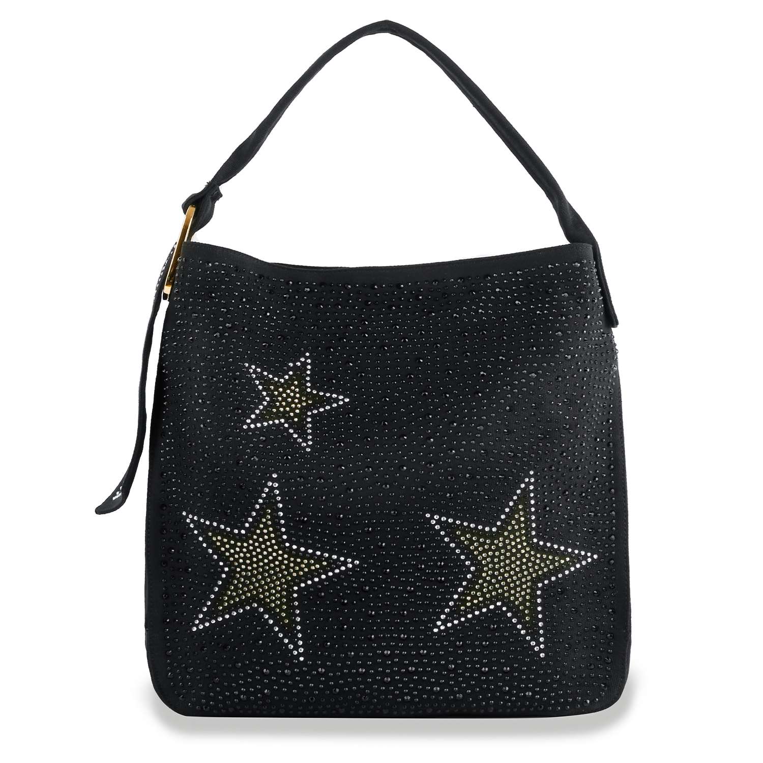 Black Sparkling Stars Denim Hobo Handbag for wholesale on Faire3