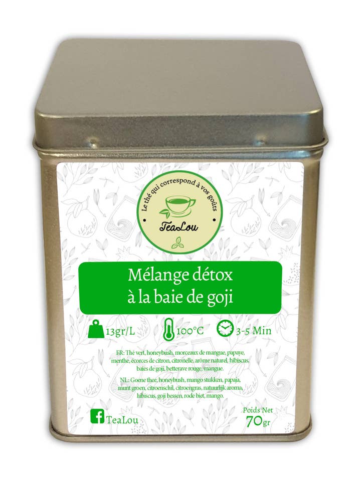 Mélange détox à la baie de goji - Boîte 70g pour la vente par Tealou