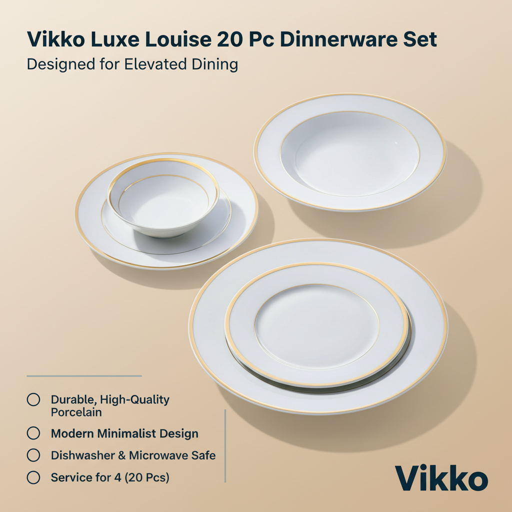 Kadra Kitchenware - Wholesale Dinnerware Set - Vikko Luxe Louise 20 Pc Dinnerware Set Service for 43
