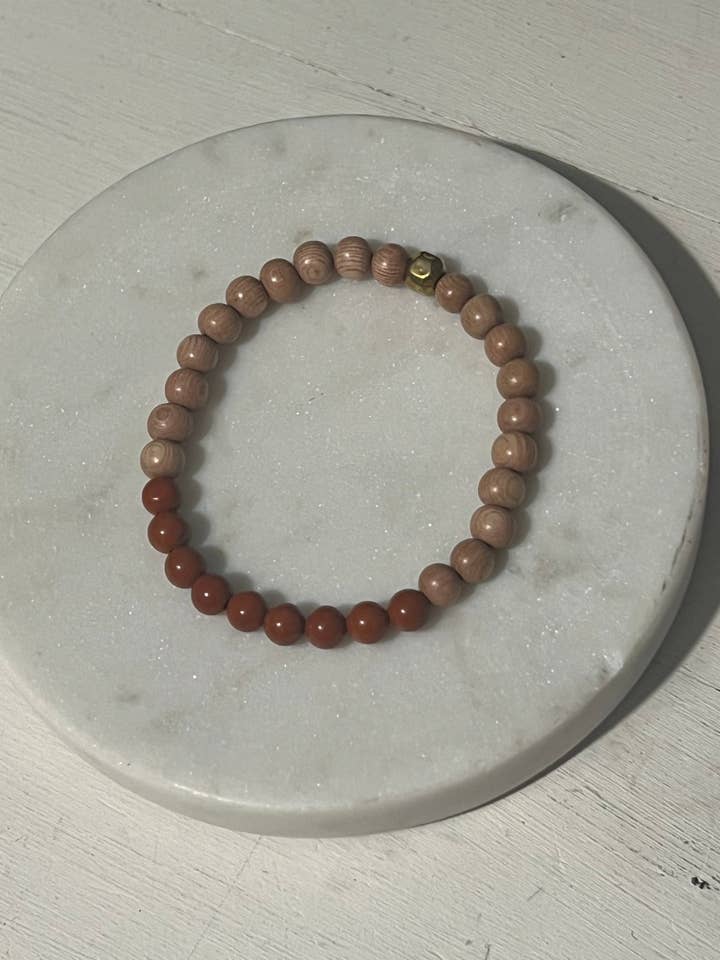 Diffusor-Armband aus rotem Jaspis und Rosenholz für den Großhandel von Inspiration Beads