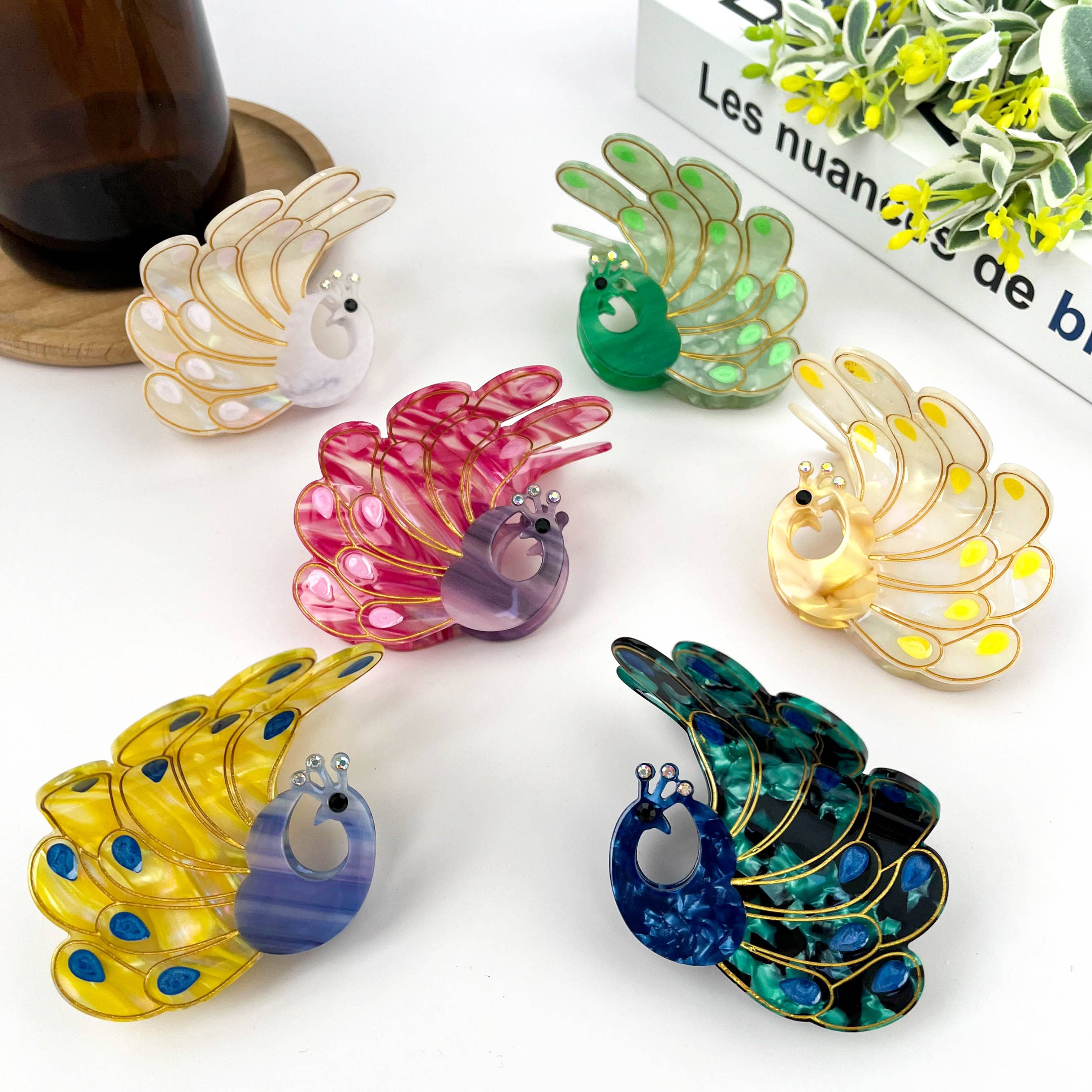 TheDivaSoap – Großhandel Haarclip – Damen – Pfauen-Acetat-Haarspange, Tier-Haarspange8