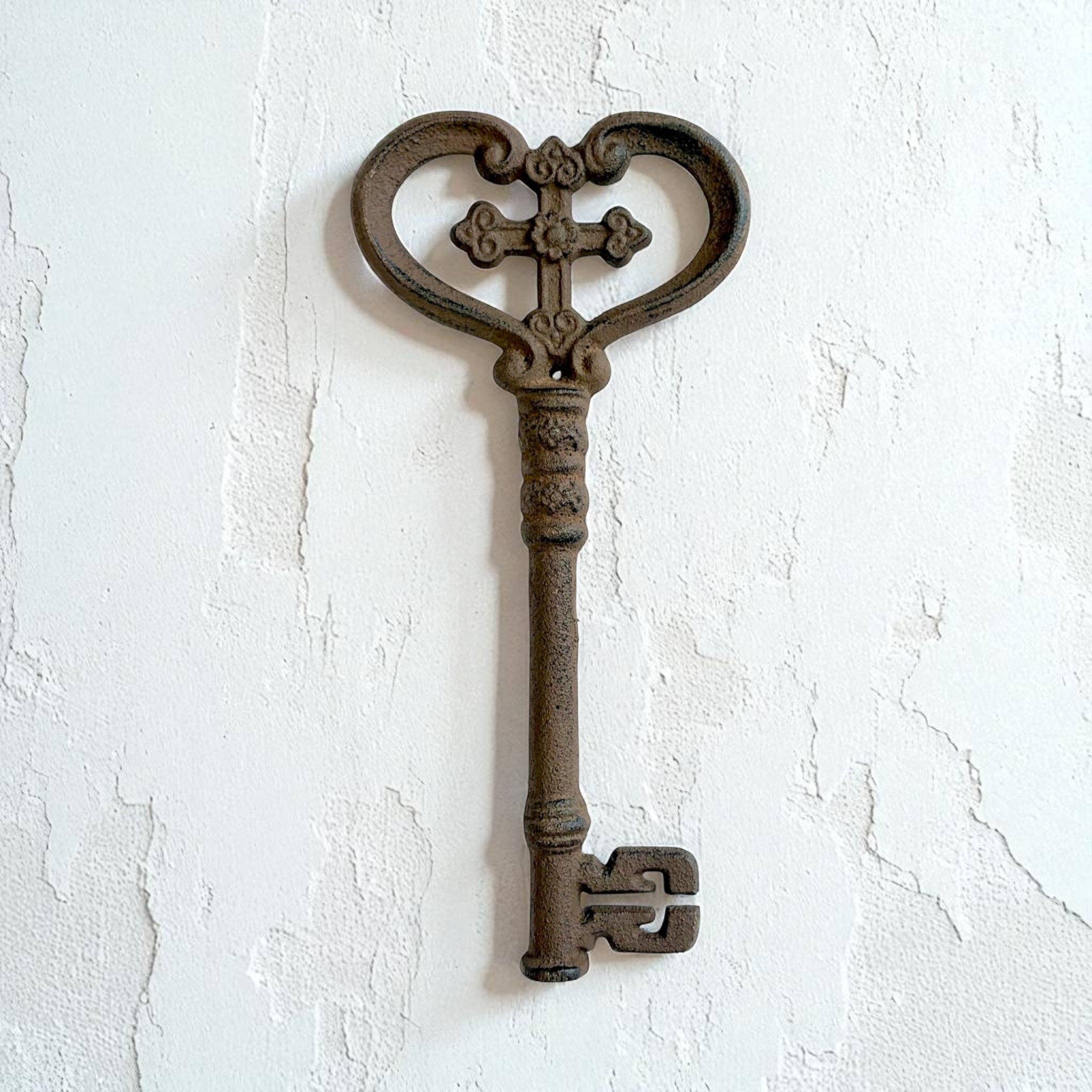 Iron & Blossom - Wholesale Wall Accent - Intricate Cast Iron Antique Skeleton Key, Rustic Vintage Decor Accent0