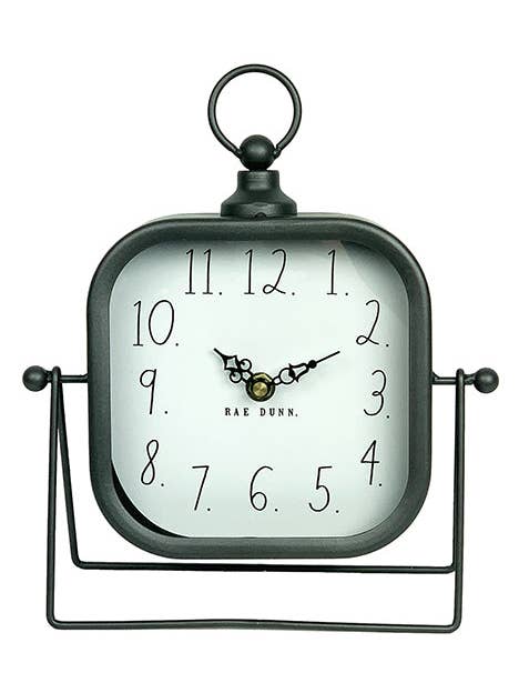 Reloj de repisa cuadrado de metal con bordes redondeados de Rae Dunn para venta al por mayor de DesignStyles Home