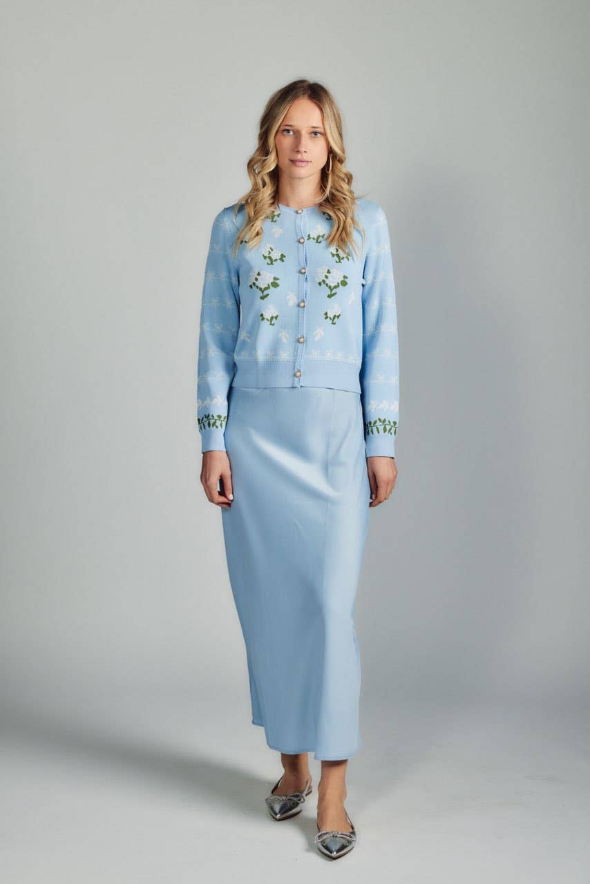 Aleeza Paris - Vendita all'ingrosso Cardigan - Donna - Cardigan in maglia con motivo floreale2