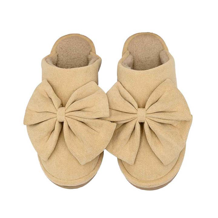 Fashion City - Wholesale Slippers - Women's - Suede Bow Fur Inside Cozy Home Slippers3