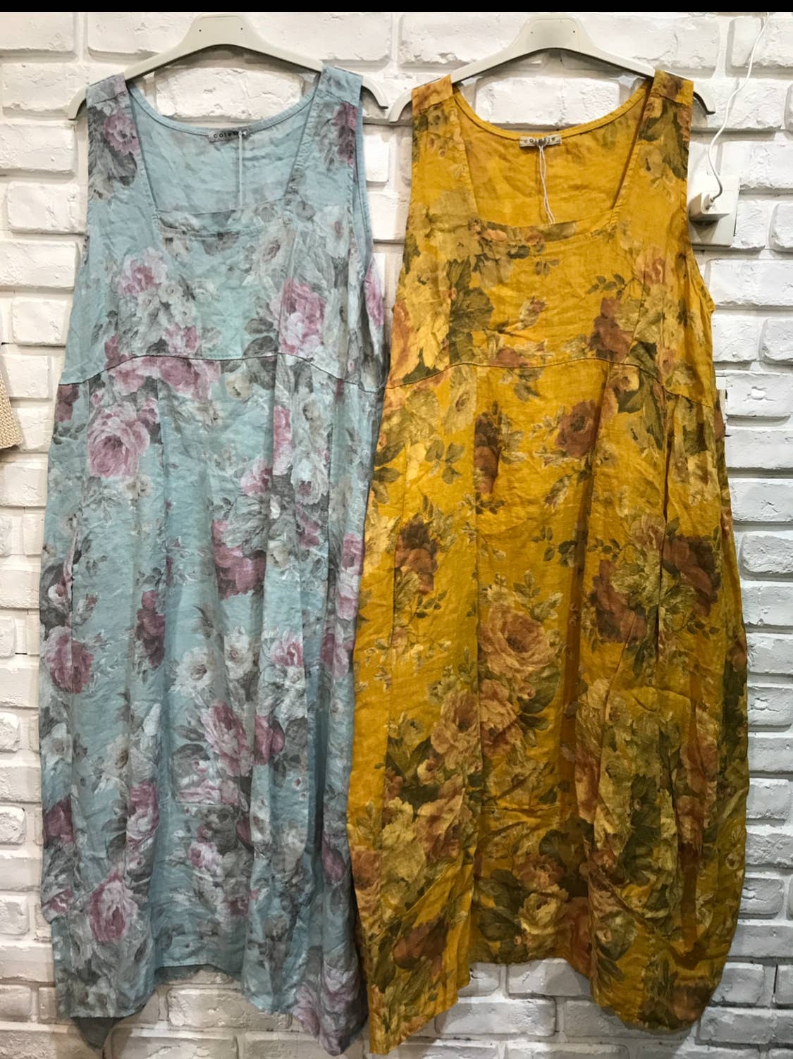 la maison des fibres naturelles - Wholesale Dress - Women's - sleeveless floral dress in 100% linen 62237