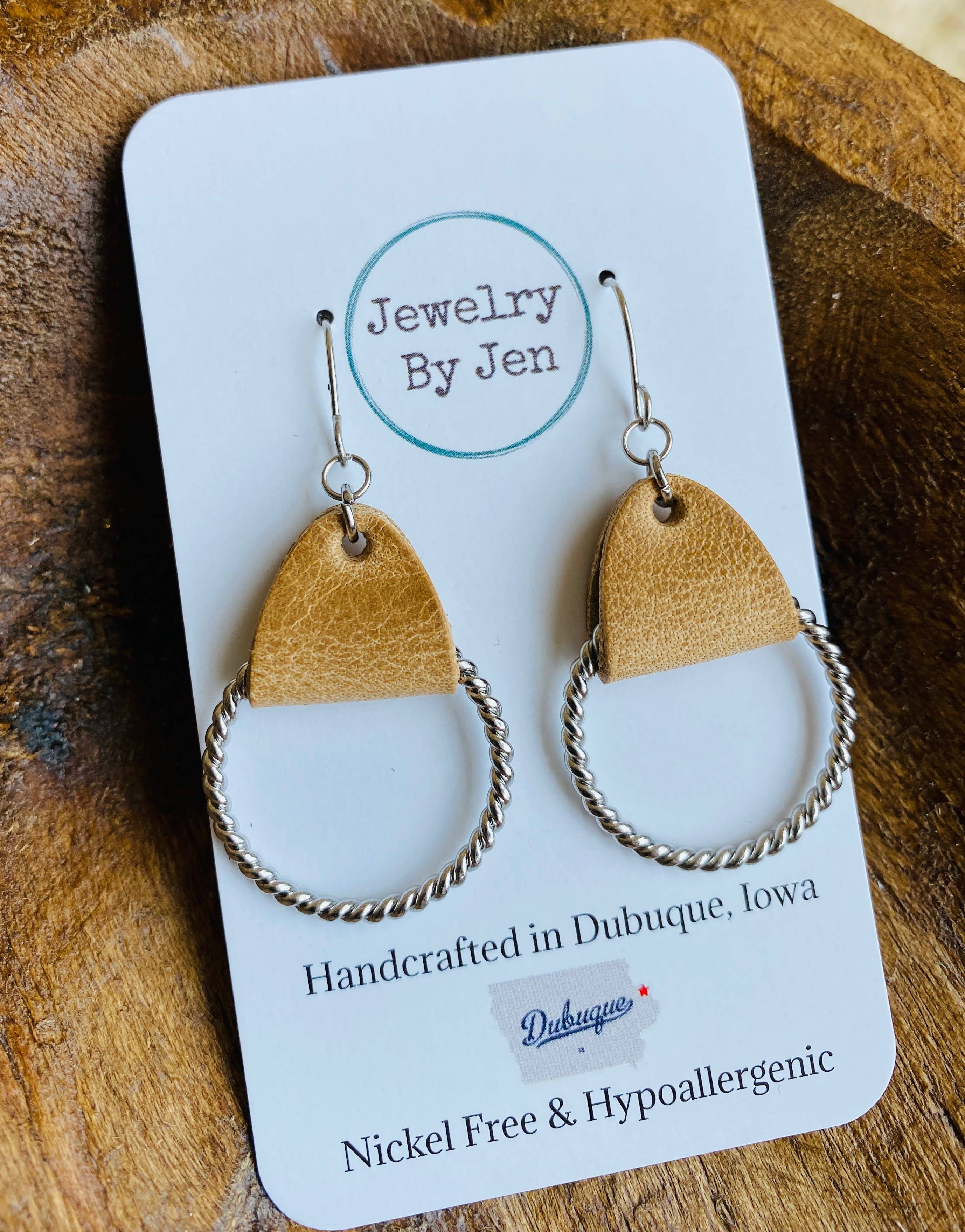 Jewelry By Jen - Wholesale Dangle Earrings - Twisted Hoop Earrings: Weathered Tan2