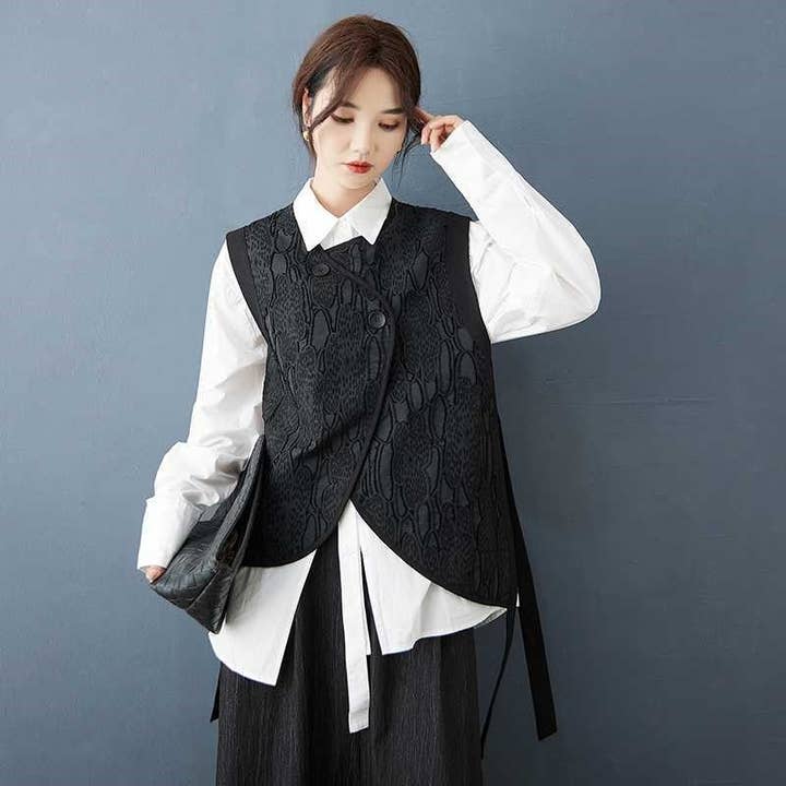 Colete de Malha Jacquard Solta por atacado de kycozy