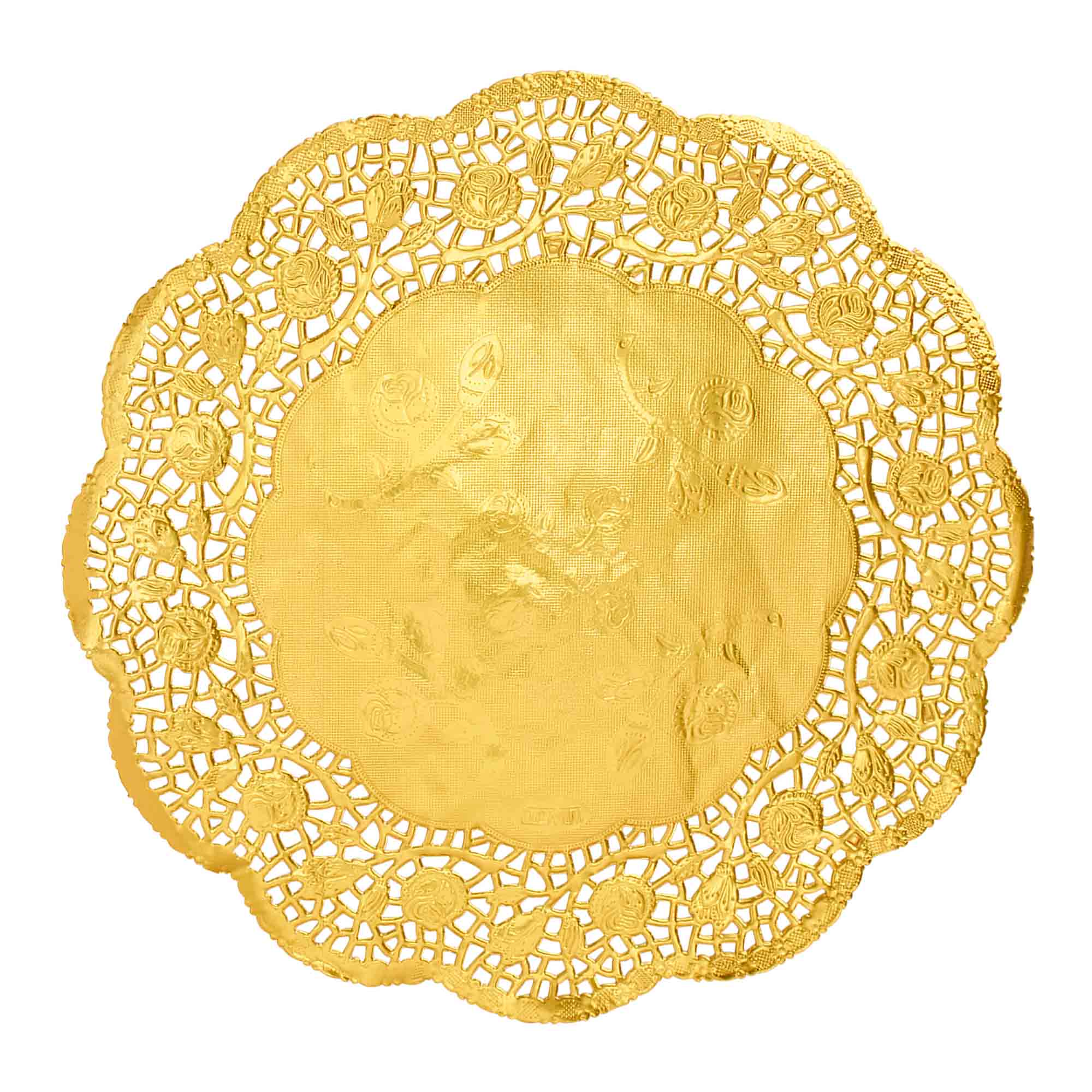 Round Lace Metallic Paper Doilies 10" - Set of 100 - Gold for wholesale on Faire0