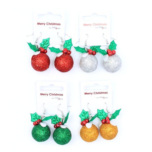 Christmas Pudding Earrings for wholesale by Inca UK