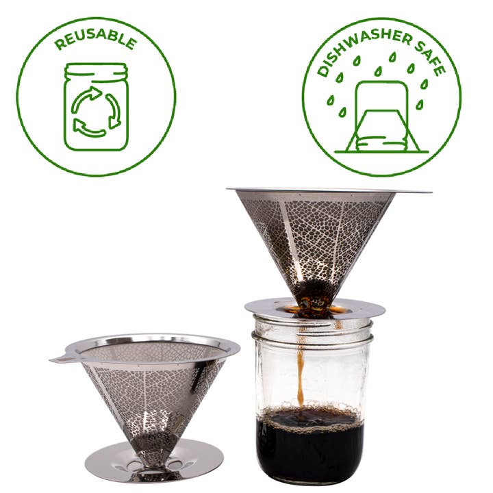 Mason Jar Lifestyle - Wholesale Pour Over & Dripper - Stainless Steel Pour Over Drip Coffee Filter for Mason Jars