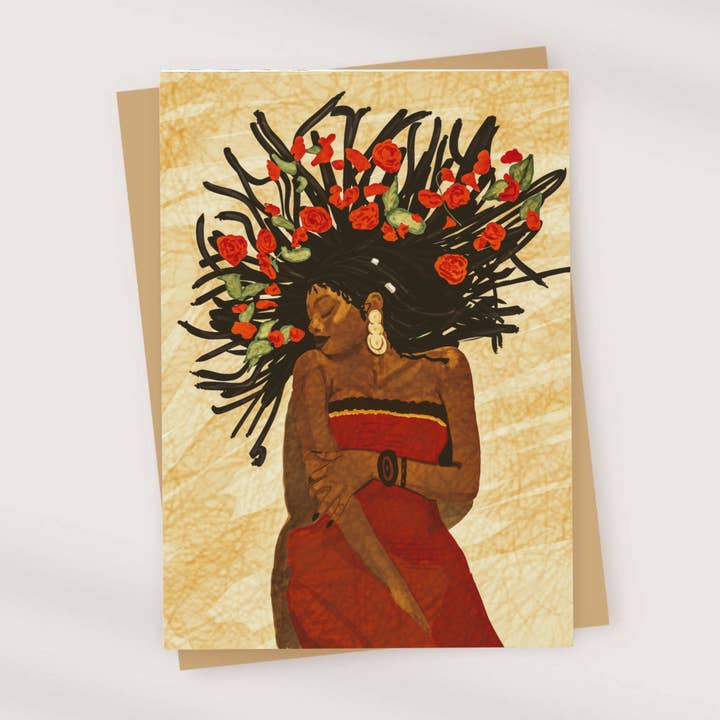 Organique Rita | Art Prints & Stationary – Cartão de Dia dos Namorados por atacado – Cartão | Arte Africana | Cartão de felicitações | Galantines | Cartões de presente para ela mulher negra | Cartão Afro-Boho | Melanina | Amor próprio | Dia dos namorados