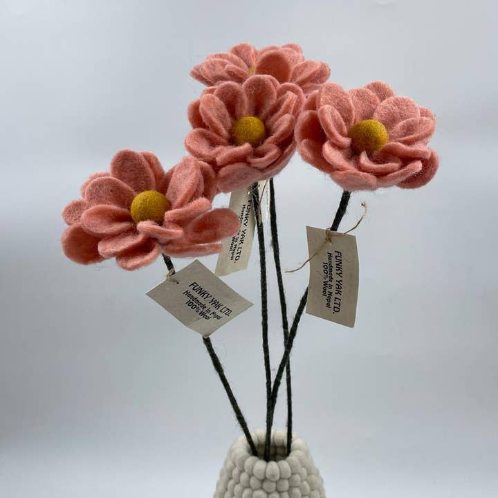 Funky Yak Ltd – wholesale Konstgjorda blommor – Handgjord L. Rosa Blomma Tovad Blomma