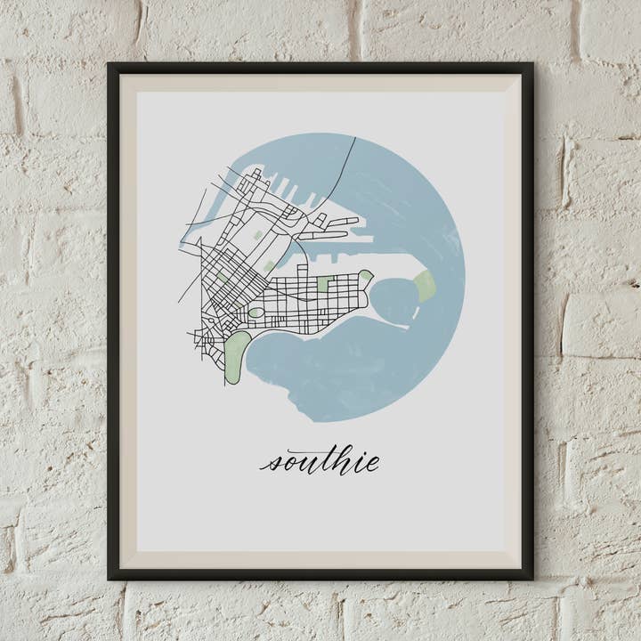 Southie, Boston Map Print for wholesale by Sophie Kaplan