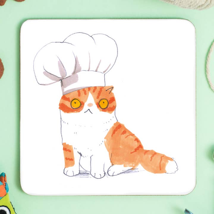 Katt i kock hatt och dalbana för wholesale av Jo Clark Design