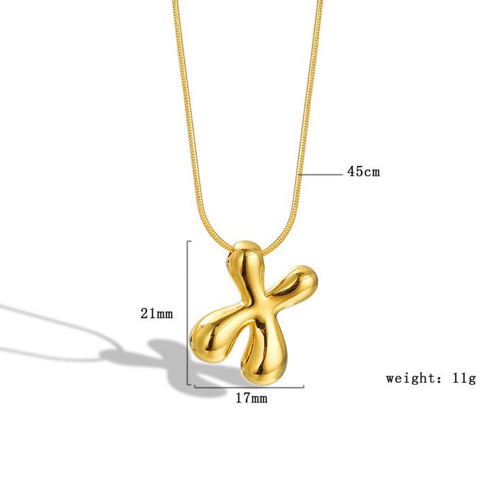 The Classy Cloth WS - Wholesale Pendant/Charm Necklace - Bubble Letter Initial Necklace - Gold RTS21